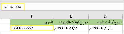 =E84-D84 والنتيجة 1.041666667