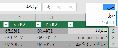 شريط عناوين Excel إلى يسار شريط الصيغة