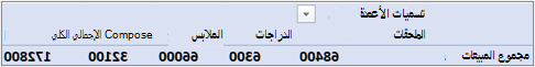 PivotTable في النموذج الافتراضي 