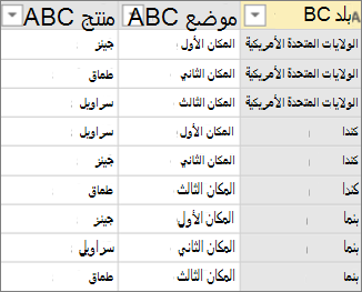 مثال للبيانات قبل التدوين بدون تجميع