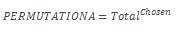 المعادلة PERMUTATIONA
