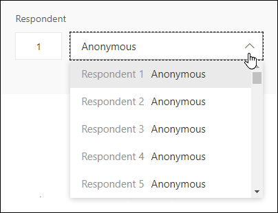 عرض قائمة منسدلة بالمستجيبين في Microsoft Forms