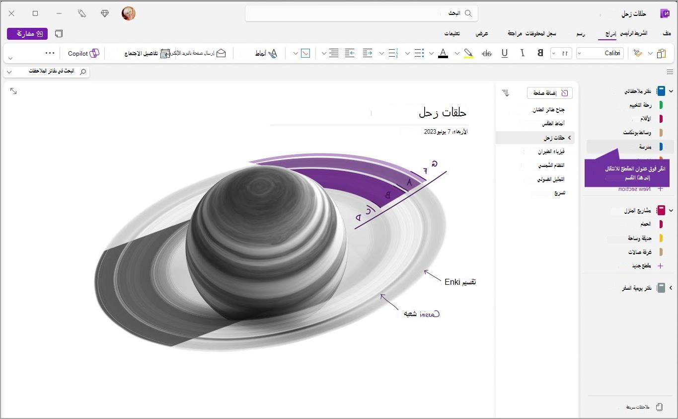 التنقل في لقطة شاشة onenote الثانية والعشرين.jpeg