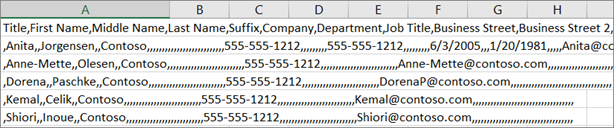مثال لملف csv. تم حفظه بتنسيق xls..