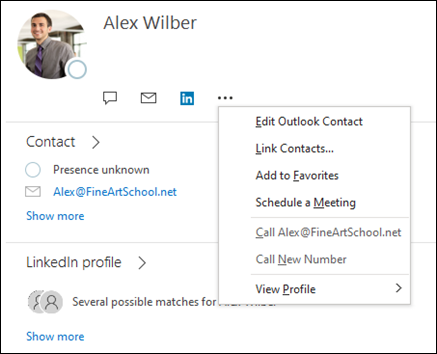 Select Link Contacts to update information from another contact record.