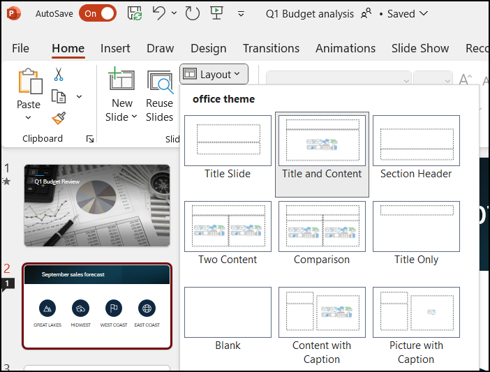 تخطيطات شرائح PowerPoint