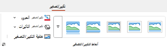 تتضمن علامة التبويب تكبير/تصغير على الشريط في PowerPoint خيارات تنسيق مثل الحدود والخلفية.