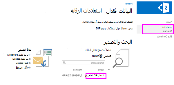 خيار استعلامات منع فقدان البيانات