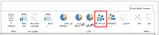 شريط من مركز إدارة SharePoint Online حيث تم تمييز الزر 