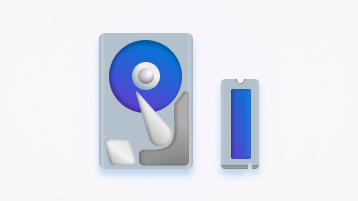 رسم تصوري لمحرك أقراص ذو حالة صلبة (SSD) ومحرك أقراص ثابت (HDD).