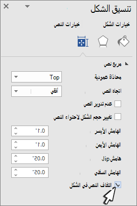 تنسيق لوحة الشكل مع تحديد 