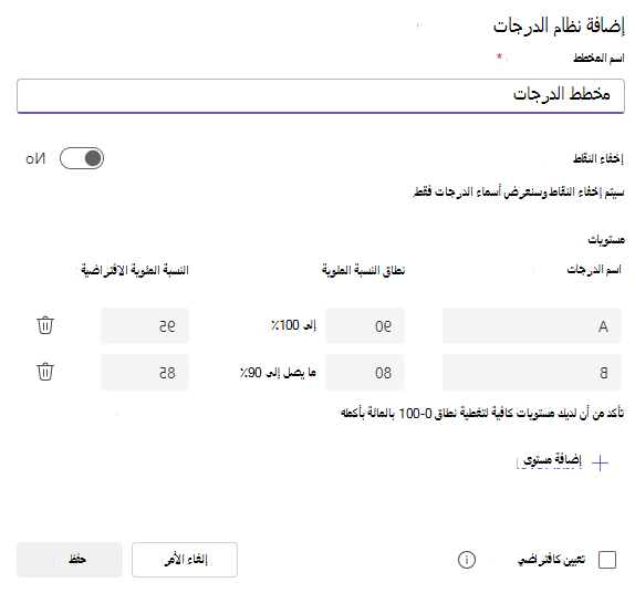 إضافة نظام الدرجات