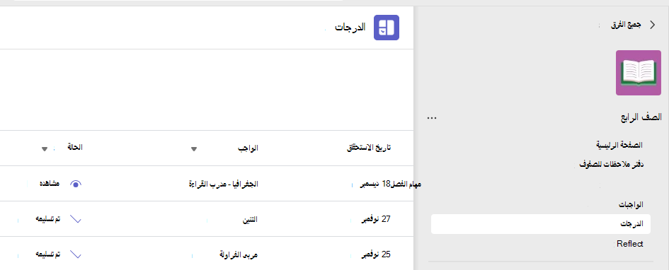 درجات الطلاب