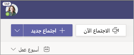 لقطة شاشة تعرض تحديد + اجتماع جديد.