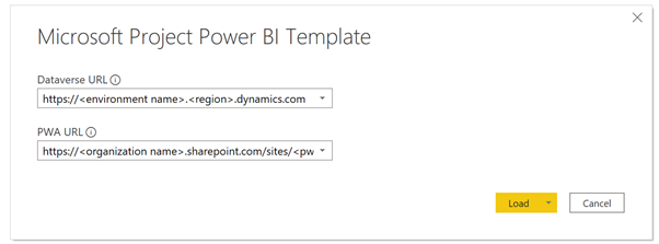 قالب Power BI لـ Microsoft Project