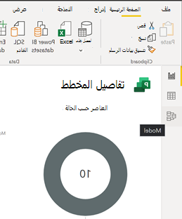 إظهار تقرير تفاصيل المخطط، مع تحديد أيقونة النموذج على اليمين.