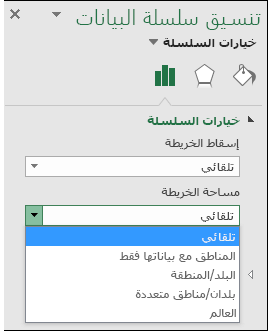 خيارات ناحية مخطط خريطة Excel