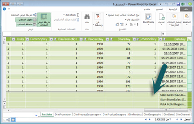 منطقة حساب PowerPivot