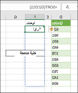 #SPILL! خطأ - التسرب إلى خلية مدمجة