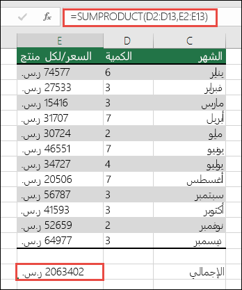 يمكنك حل الخطأ #VALUE! الموجود في البيانات لحل الخطأ SUMPRODUCT
