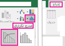 صورة تعرض مخطط باريتو يتم الوصول إليه من علامة التبويب 