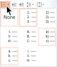 معرض أنماط القائمة ذات التعداد الرقمي في PowerPoint Online