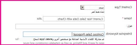 يستطيع المستخدمون إضافة كلمات أساسية في مربع حوار خصائص المستند