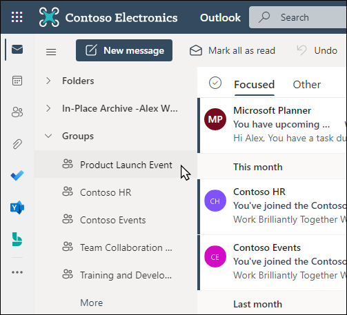 مجموعات Microsoft 365 في Outlook