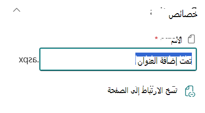 اسم الصفحة ضمن تفاصيل الصفحة