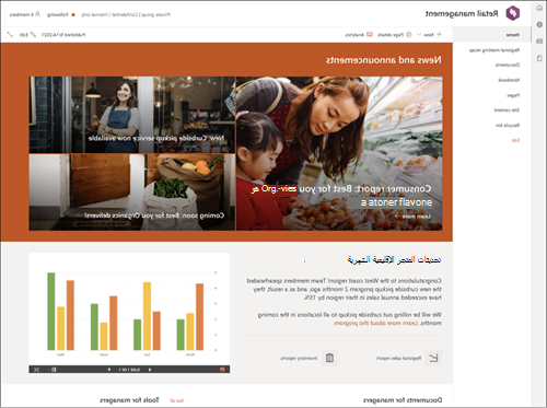 لقطة شاشة لمعاينة الصفحة لقالب موقع إدارة البيع بالتجزئة