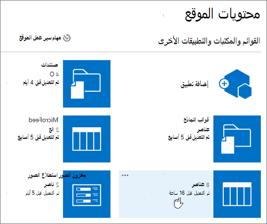 صفحة محتويات الموقع مع تحديد القائمة