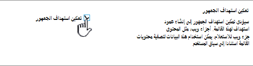 خانة الاختيار تمكين استهداف الجمهور