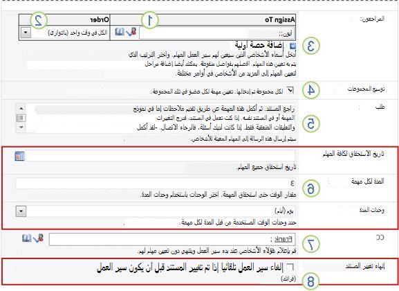 الصفحة الثانية من نموذج الاقتران مع وسائل شرح مرقّمة