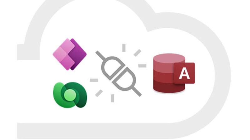 صورة تعرض شعارات Access و PowerApps و Dataverse