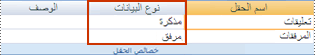 إعداد نوع البيانات