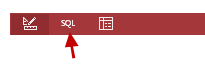 طريقة عرض SQL على شريط الأدوات