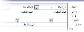 صورة لمصمم الاستعلام مع المعيار 