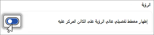 إظهار لقطة شاشة لزر المخطط التفصيلي للرؤية.