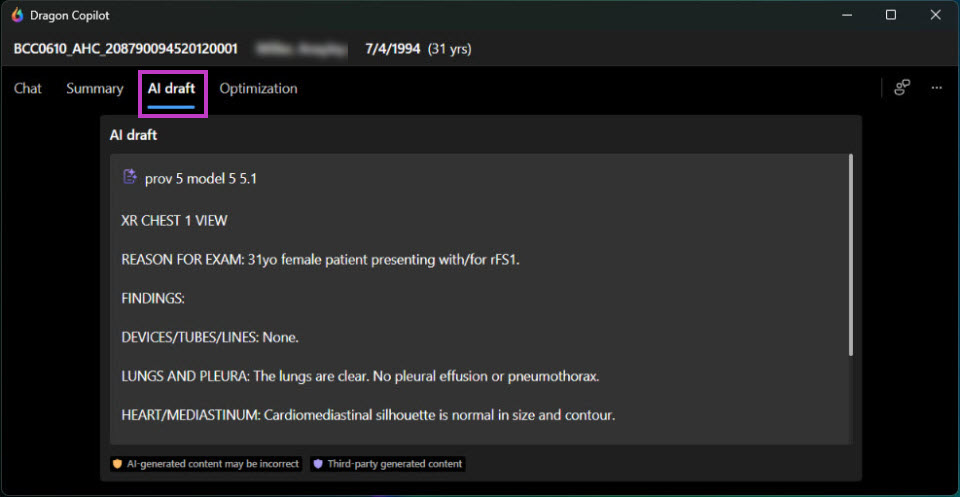 AI draft highlighted