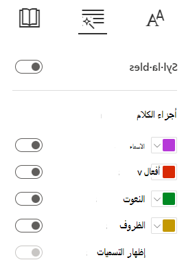 لقطة شاشة لأجزاء من الكلام.