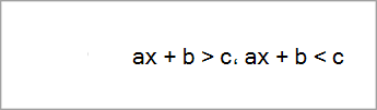مثال على المعادلات للقراءة: ax+b>c، ax+b<c