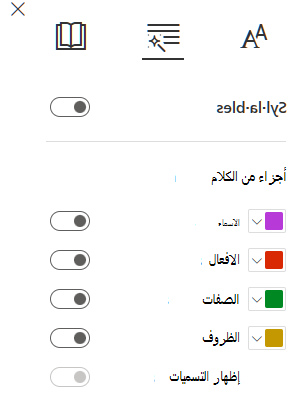 لقطة شاشة لأجزاء من الكلام.