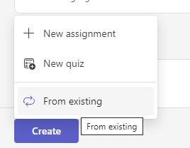 Screenshot of creating assignment.