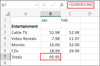 Excel لصيغة Web AutoSum