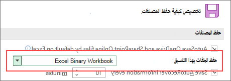 الحفظ بتنسيق ثنائي