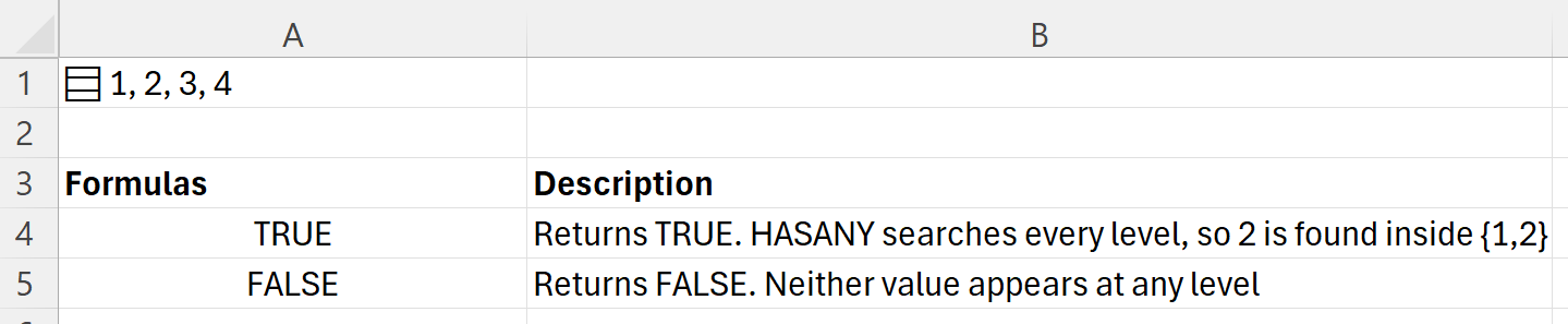 استخدام HASANY للبحث داخل مصفوفة متداخلة مخزنة في خلية واحدة