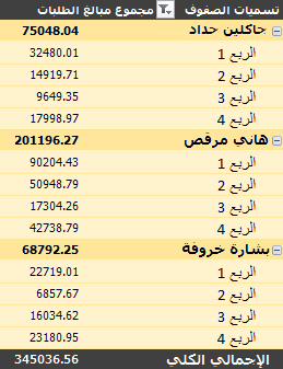 PivotTable منسق بنمط مختلف