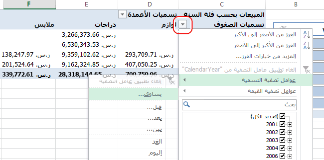 عوامل تصفية البيانات