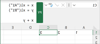 استخدم دالة Python المخصصة xl() للواجهة بين Excel وPython.