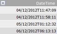 عمود DateTime في جدول حقائق.